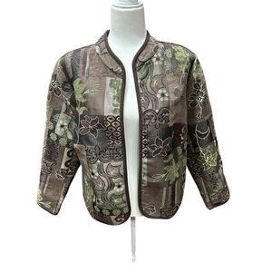 Dress Barn Jacket Tapestry Blazer NWT Brown Green 1X Floral Neutral Casual